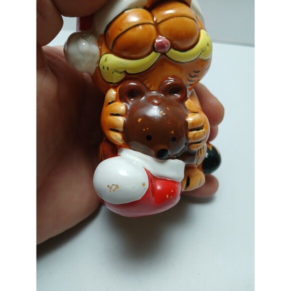Vintage Enesco Statue Garfield 3" Comic Strip Cat CHRISTMAS Pokey 1980s Rare - Picture 7 of 8